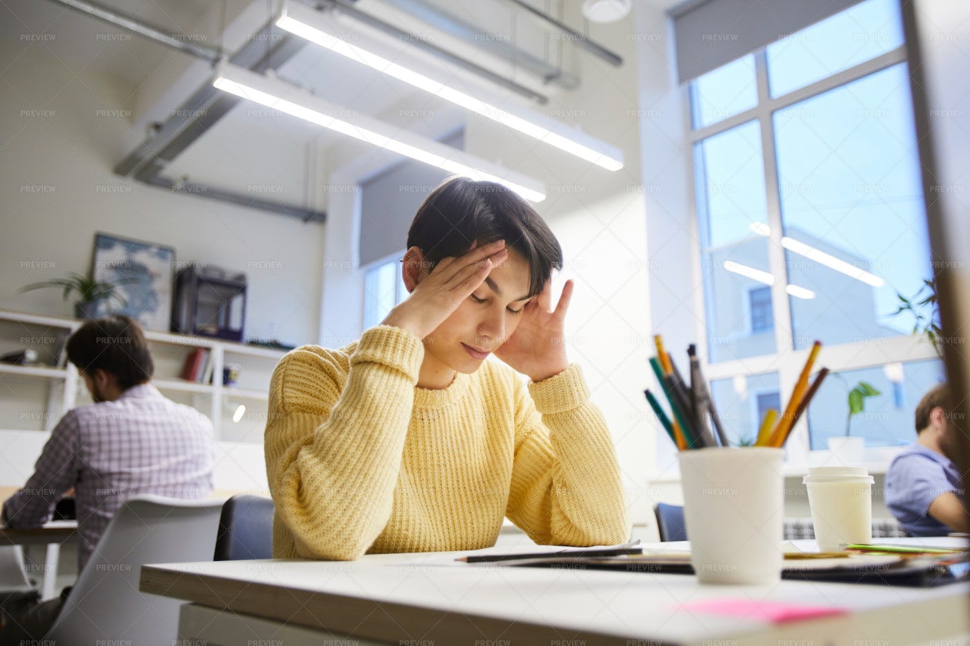 Exhausted Graphic Designer In...: Stock Photos