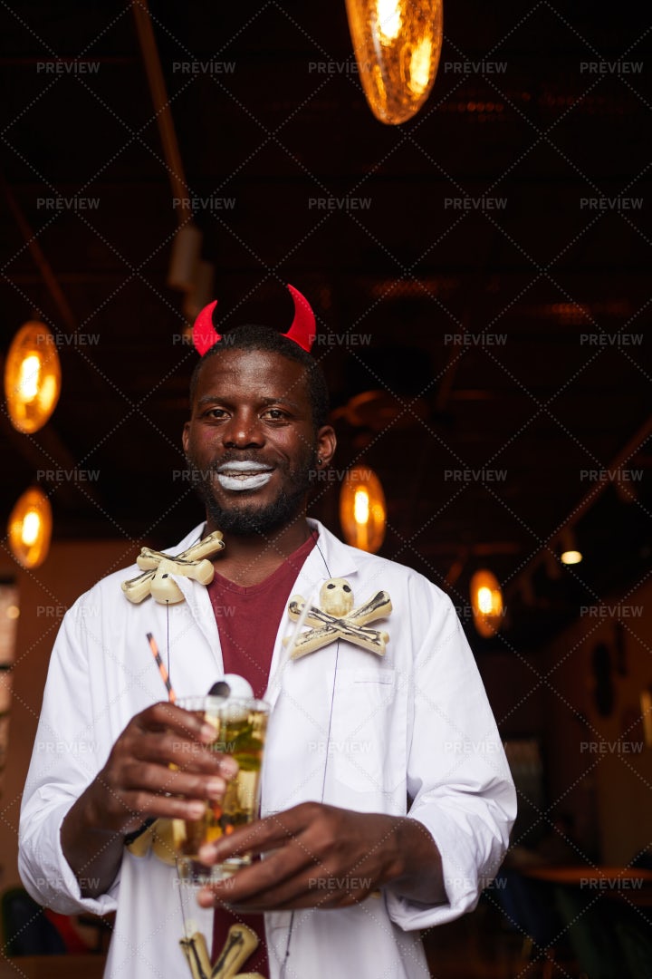 African-American Man At Halloween...: Stock Photos