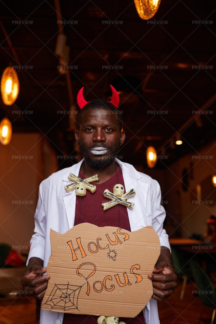 African Man At Halloween Party: Stock Photos