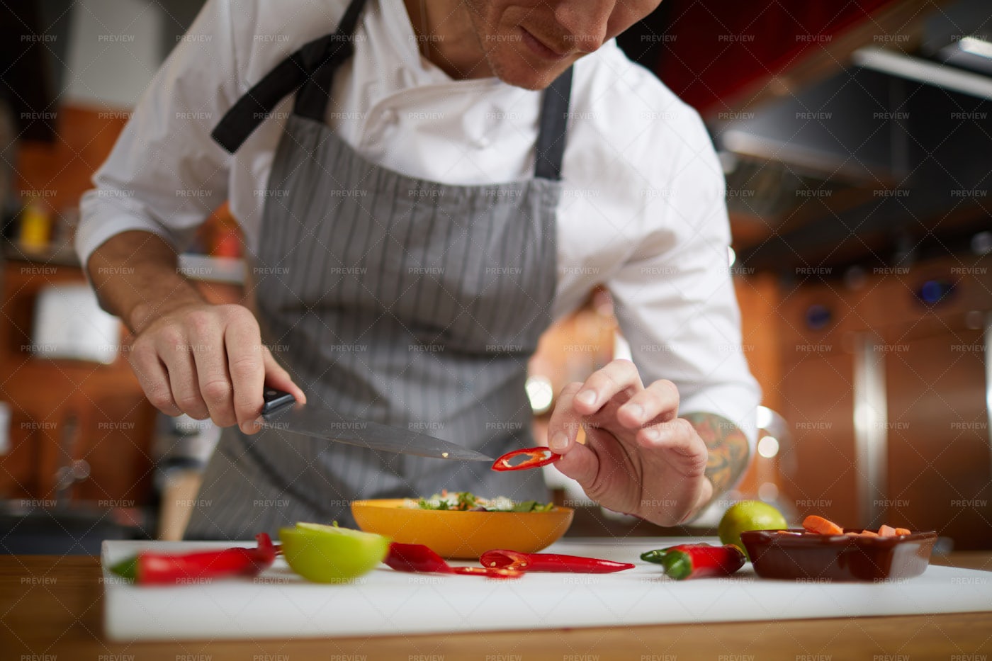 Professional Chef Serving Food: Stock Photos