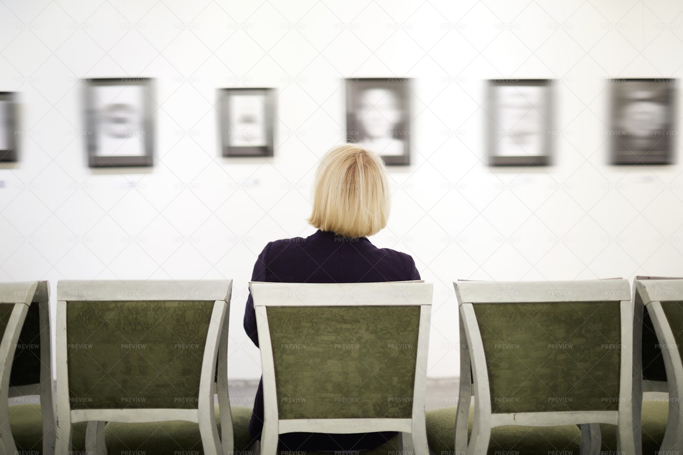 Unrecognizable Woman In Art Gallery: Stock Photos