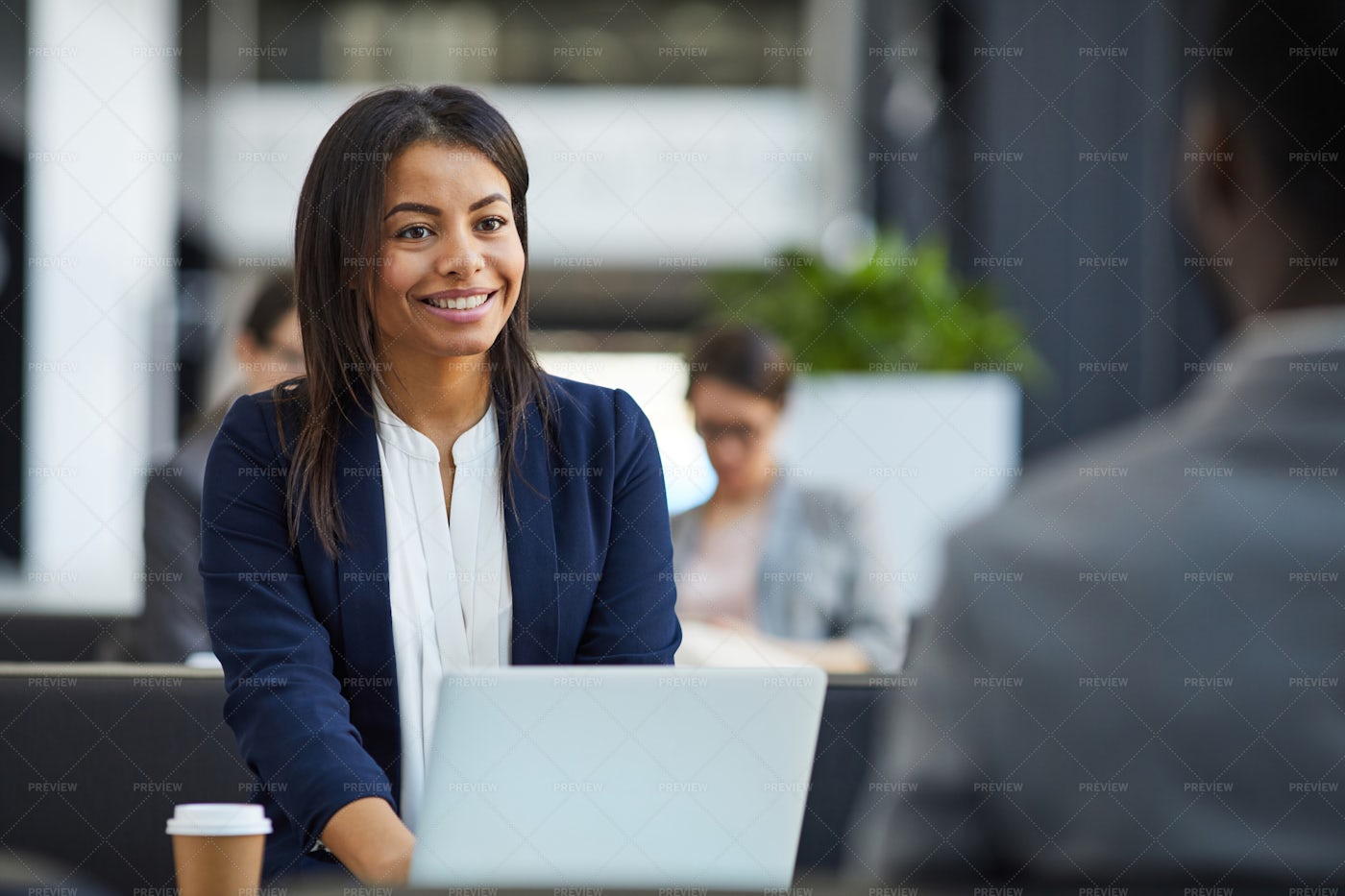 Happy Black Woman Meeting With...: Stock Photos