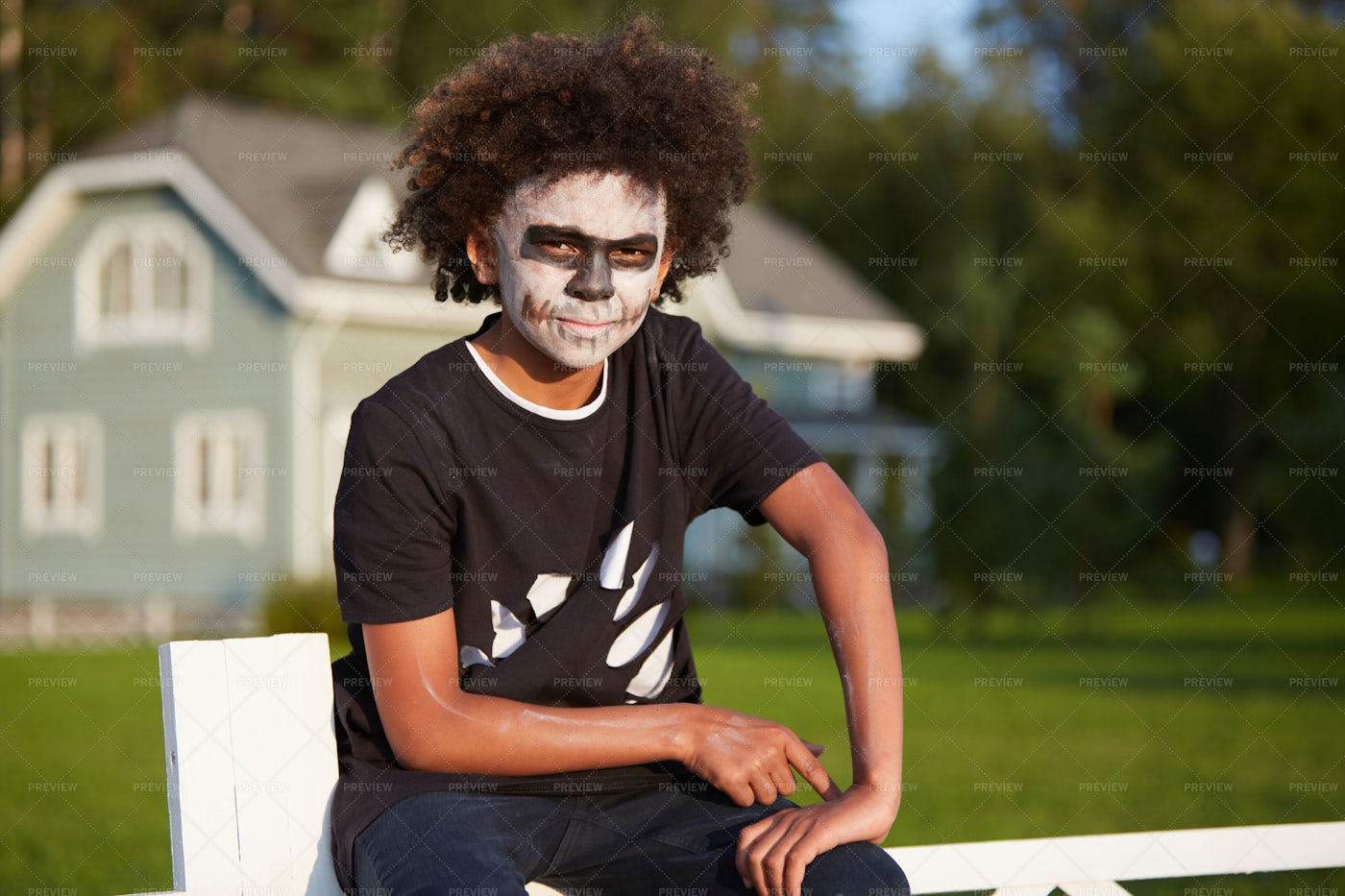 Teenage Boy Wearing Zombie Costume: Stock Photos