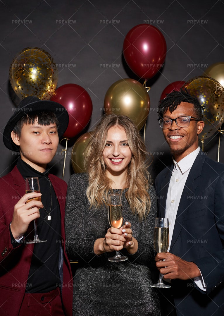 Trendy Young People Posing At Party: Stock Photos