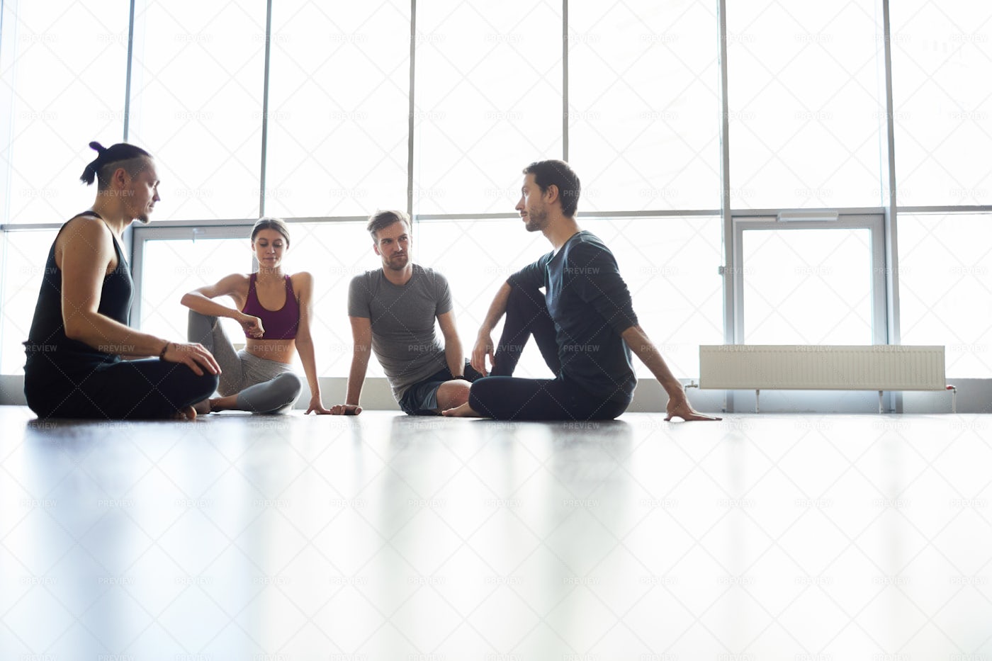 Planning Shared Yoga Practice: Stock Photos