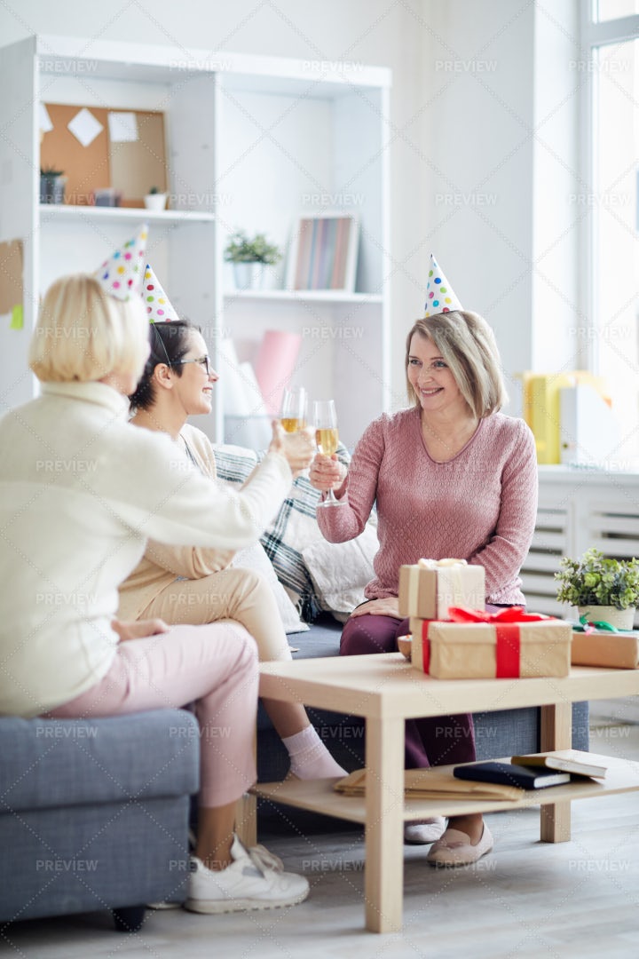 Three Women Celebrating Birthday: Stock Photos