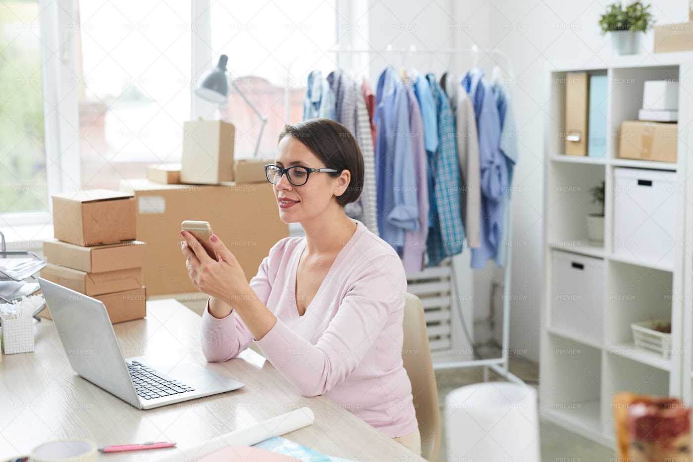 Young Office Manager Using...: Stock Photos