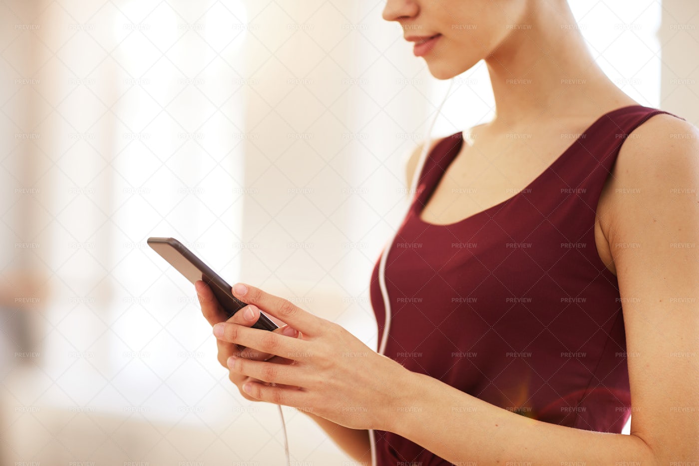 Woman Checking Message On Phone: Stock Photos
