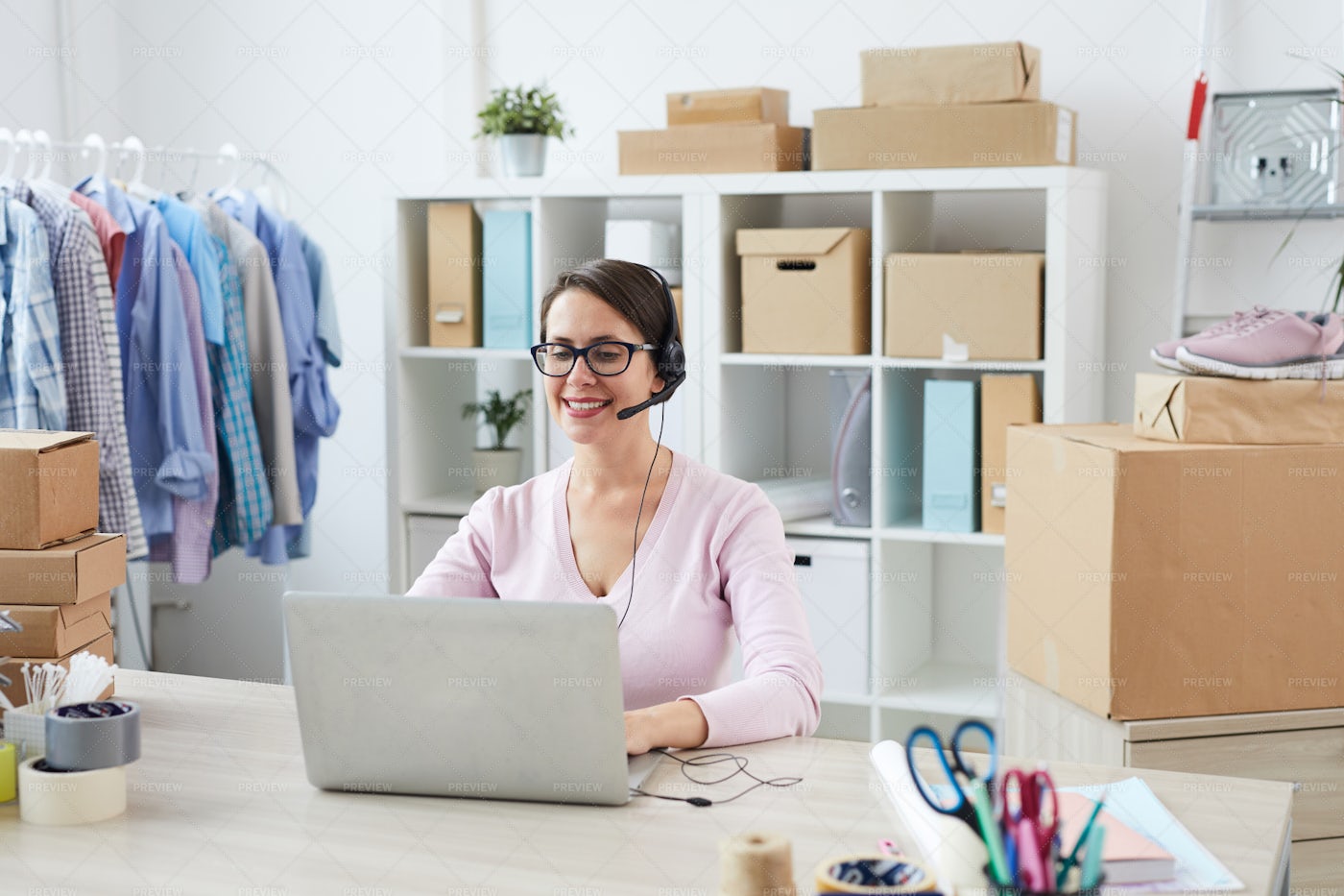 Young Smiling Helpdesk Manager...: Stock Photos