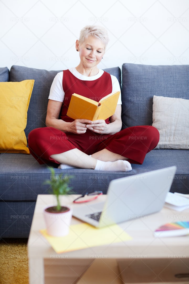 Reading On Couch: Stock Photos