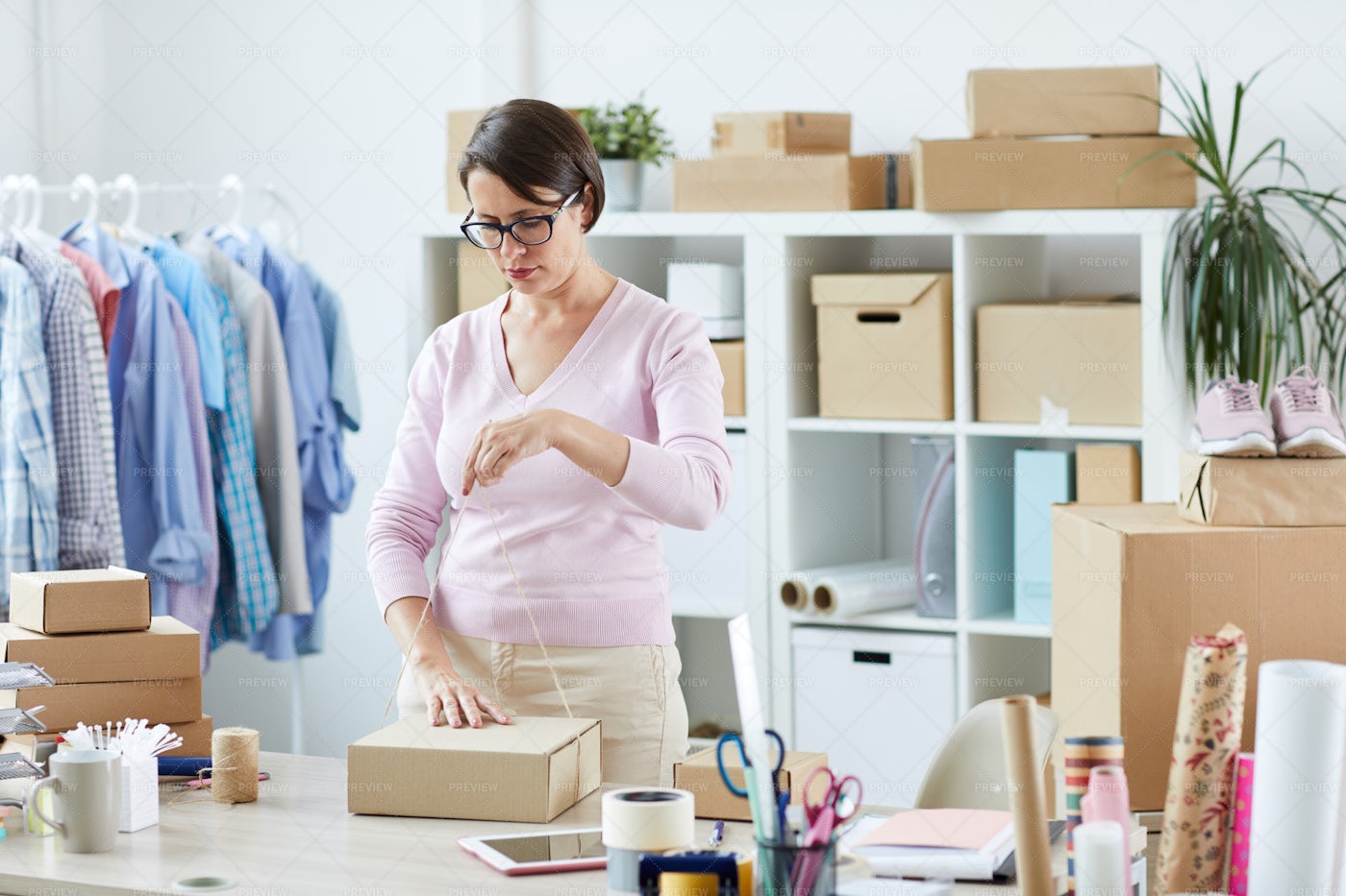 Manager Of Internet Shop Binding...: Stock Photos