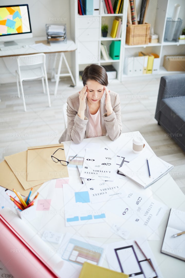 Stresse Woman Working: Stock Photos