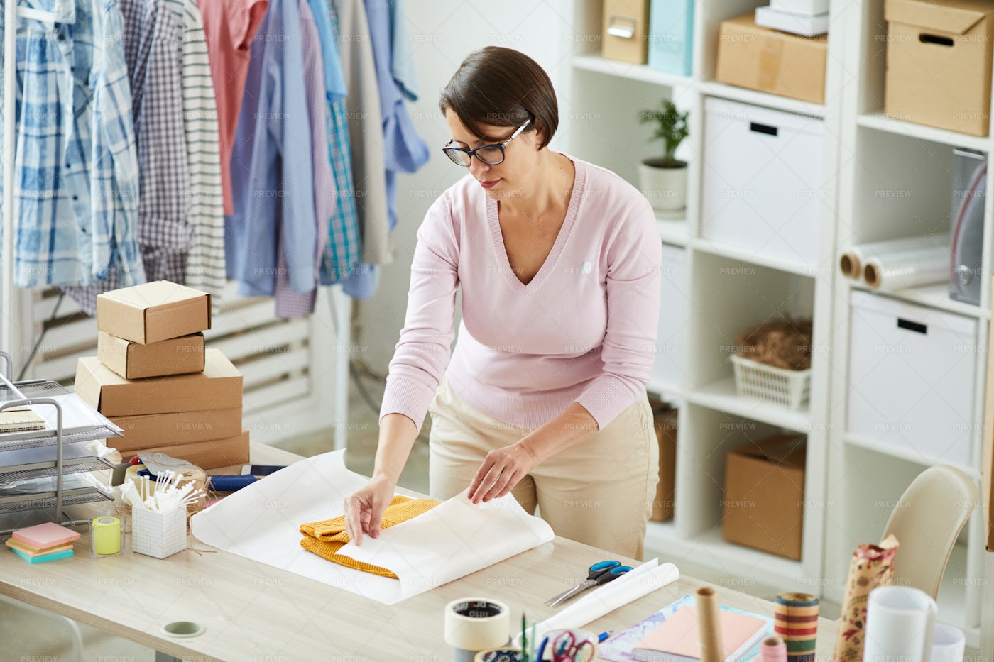 Young Worker Of Online Shop Office...: Stock Photos