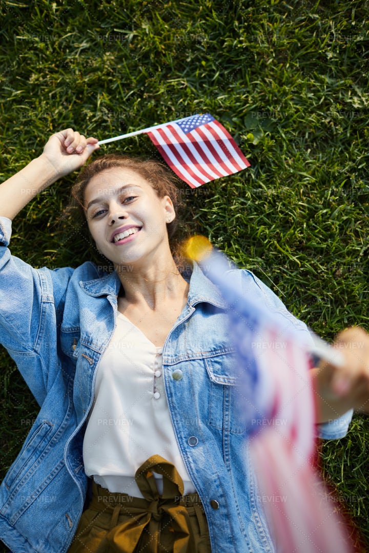 Relaxed High School Girl With US...: Stock Photos
