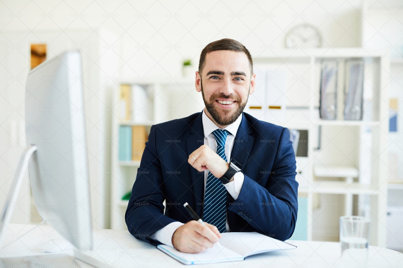 Happy CEO At Desk: Stock Photos