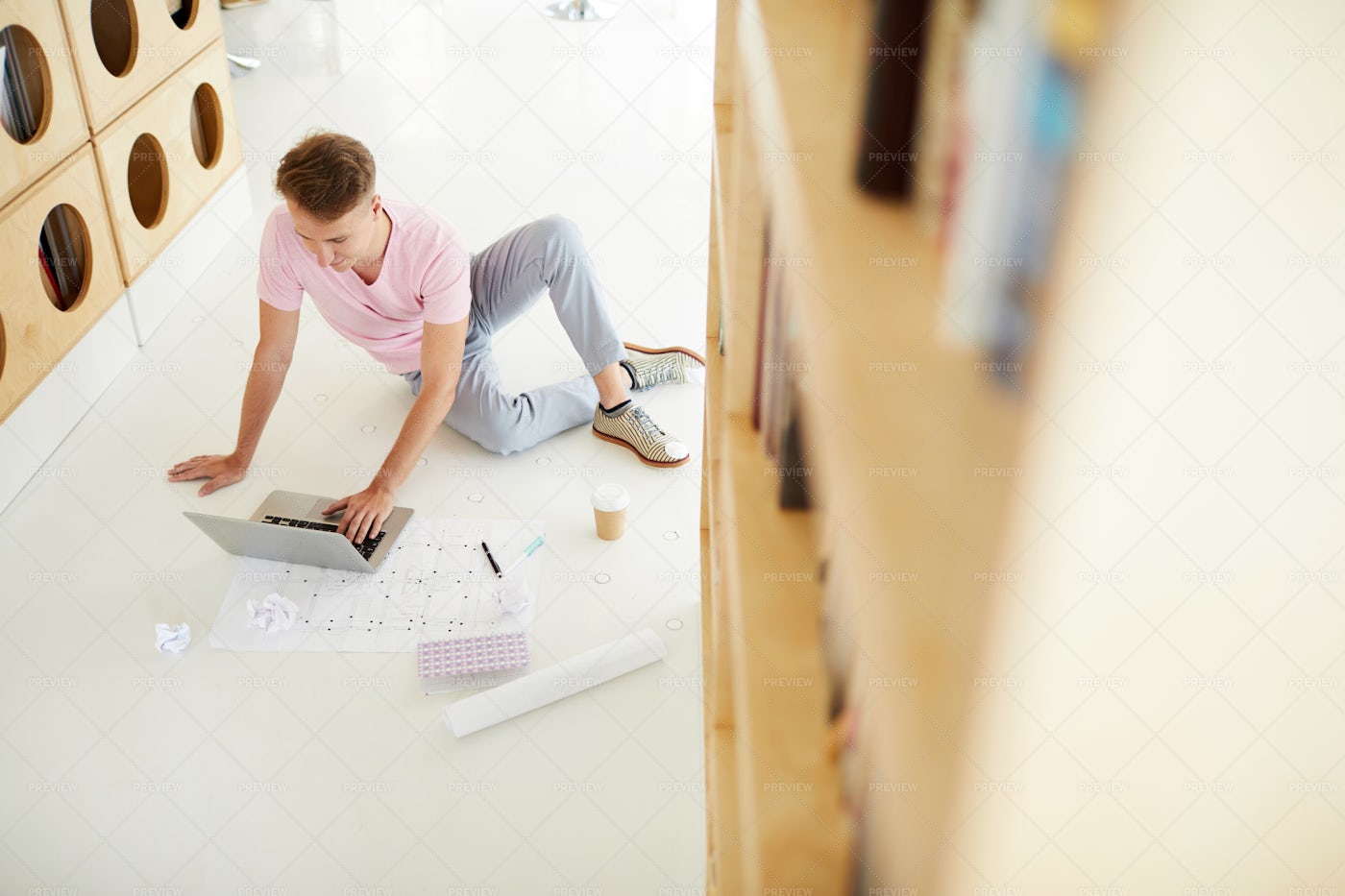Architecture Student In Library: Stock Photos