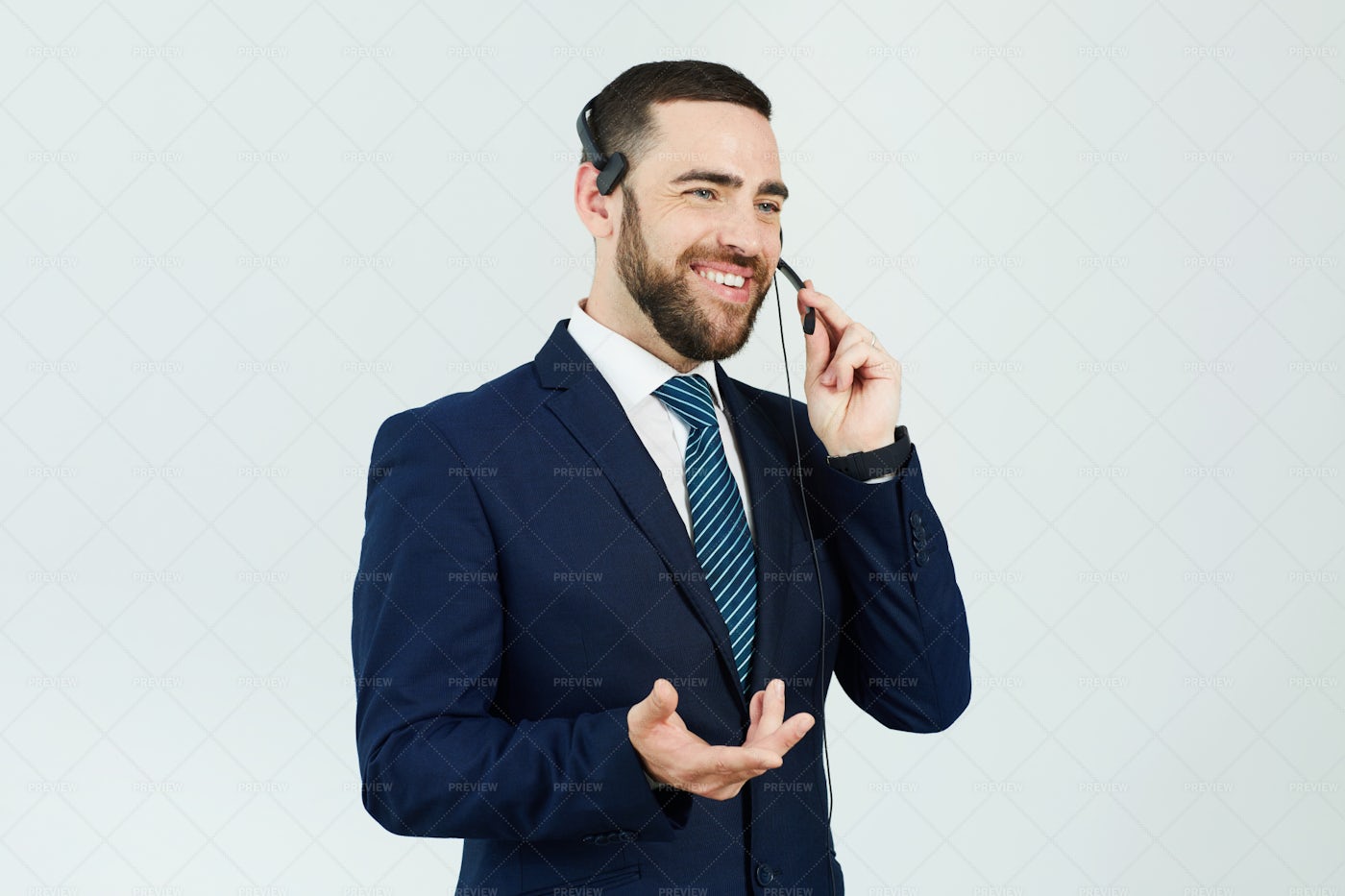 Call Center Operator Answering Phone: Stock Photos