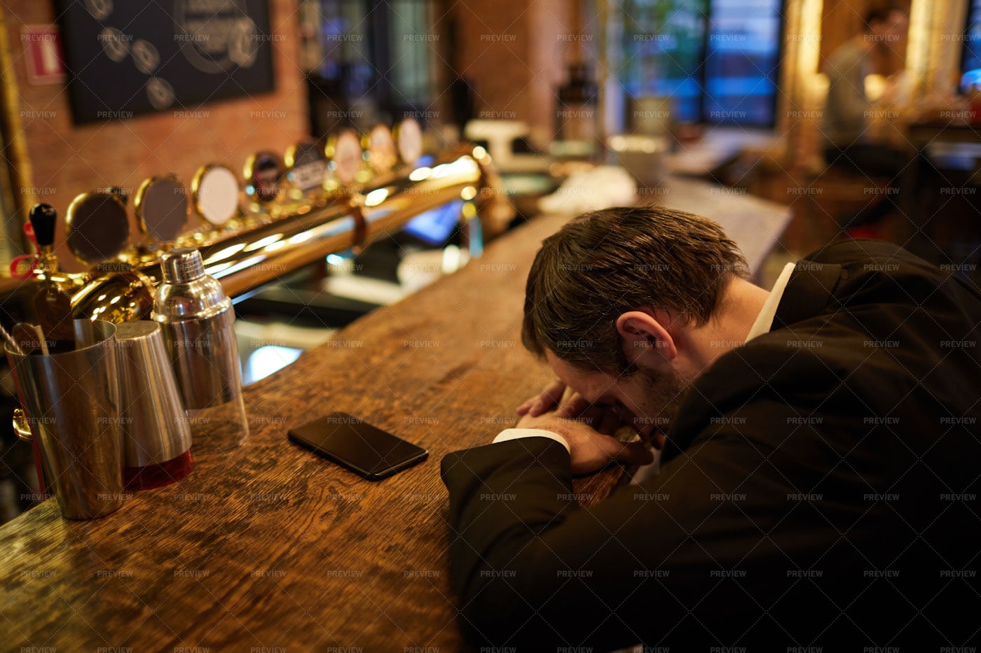 Drunk Businessman In Bar: Stock Photos
