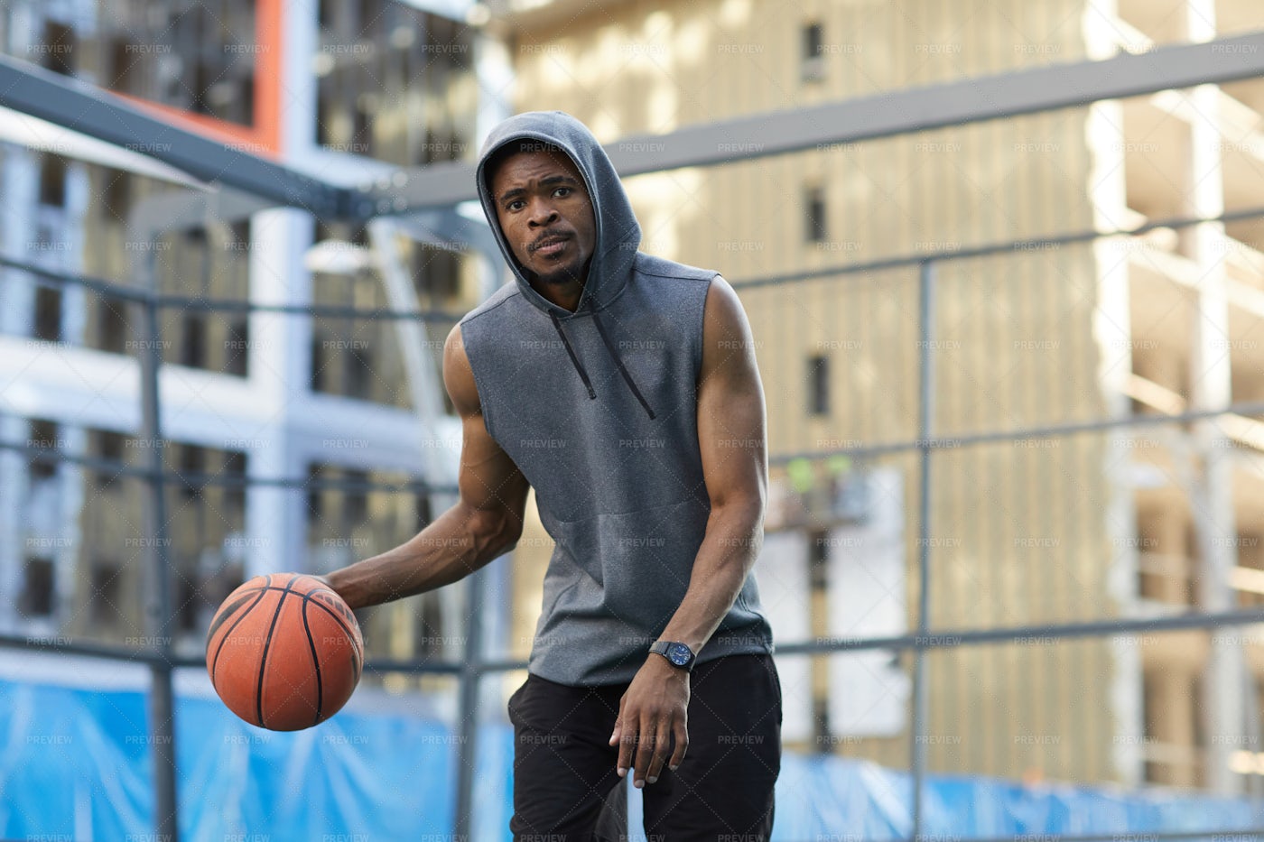 African-American Man Dribbling Ball: Stock Photos