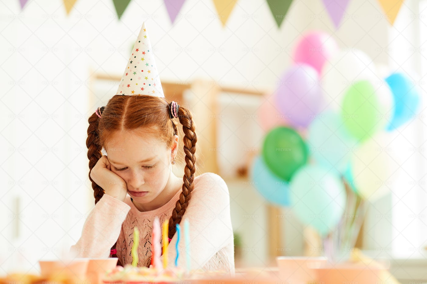 Sad Girl Alone At Party: Stock Photos