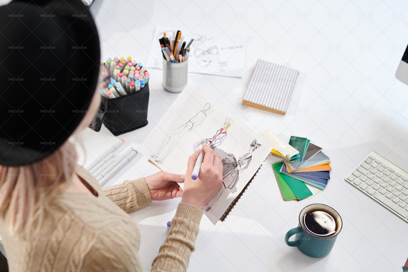 Designer Drawing Models: Stock Photos