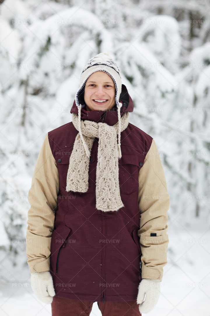 Portrait Of Man In Winter: Stock Photos