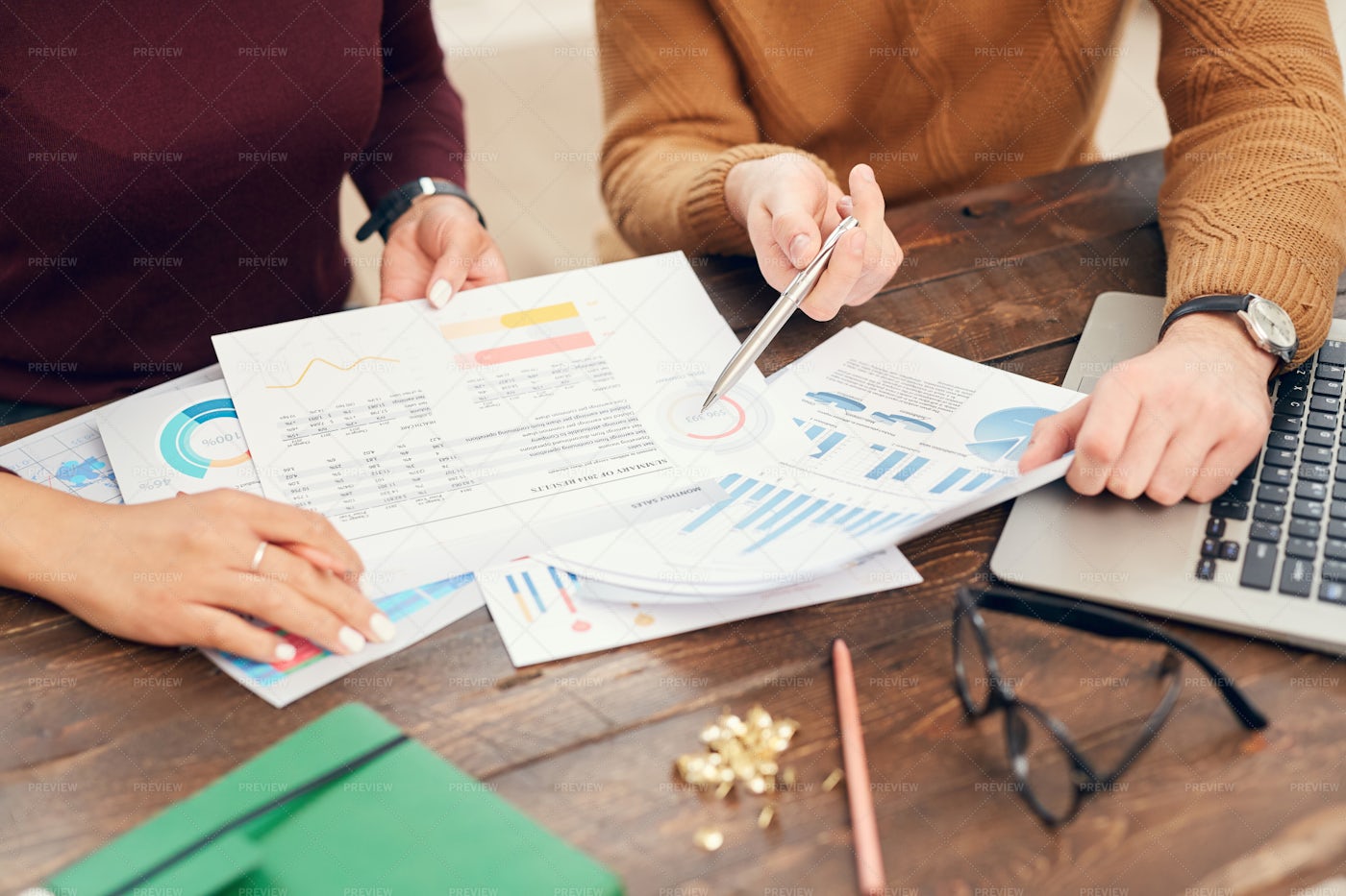 Business People Analyzing Data In...: Stock Photos