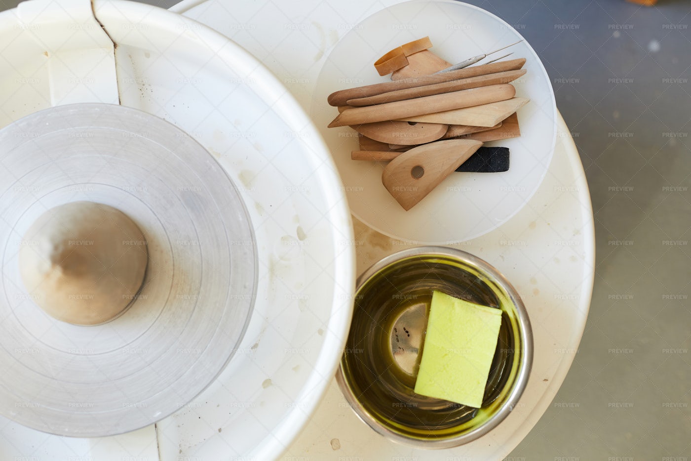 Potters Wheel Above View: Stock Photos