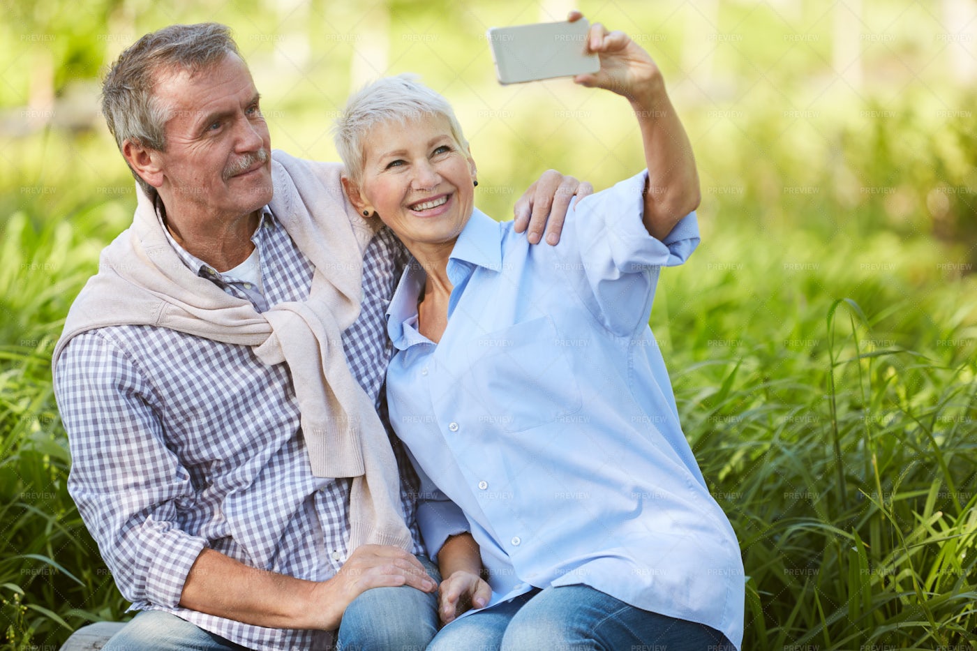 Senior Couple Taking Selfie: Stock Photos