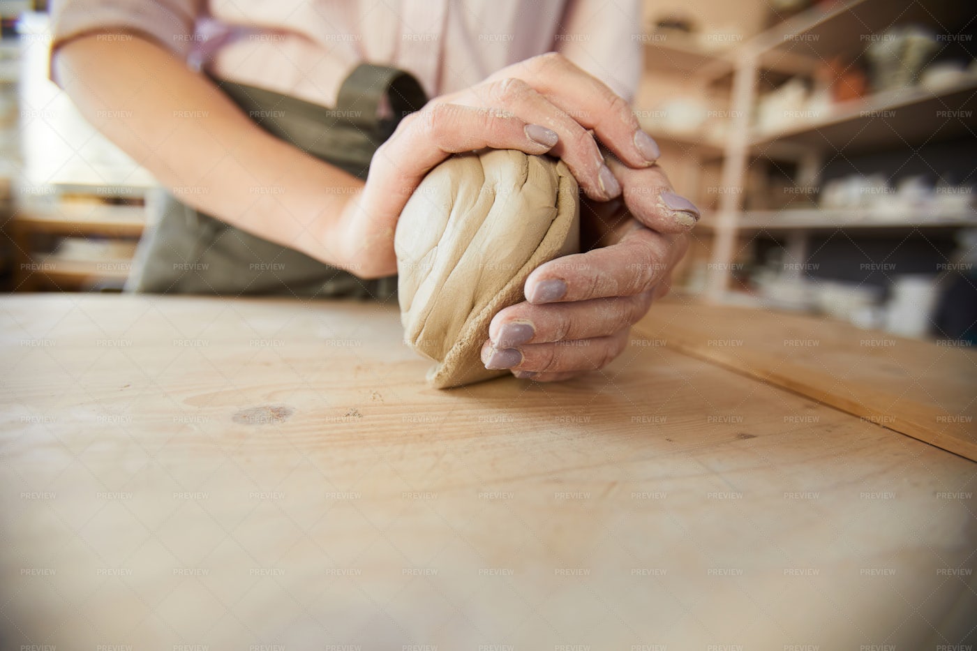 Female Potter Shaping Clay: Stock Photos