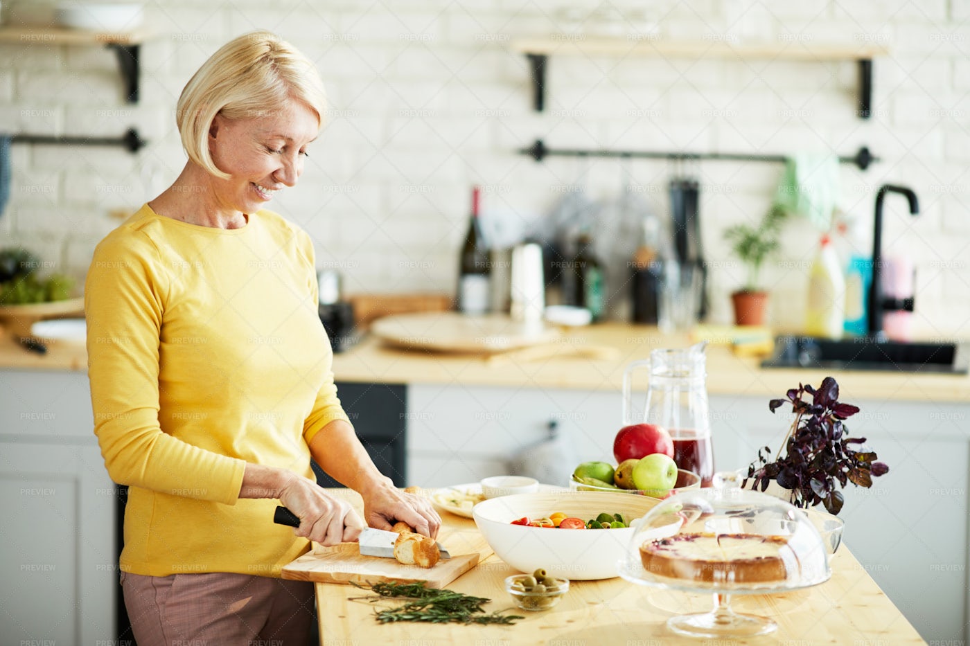 Attractive Woman Preparing Healthy...: Stock Photos