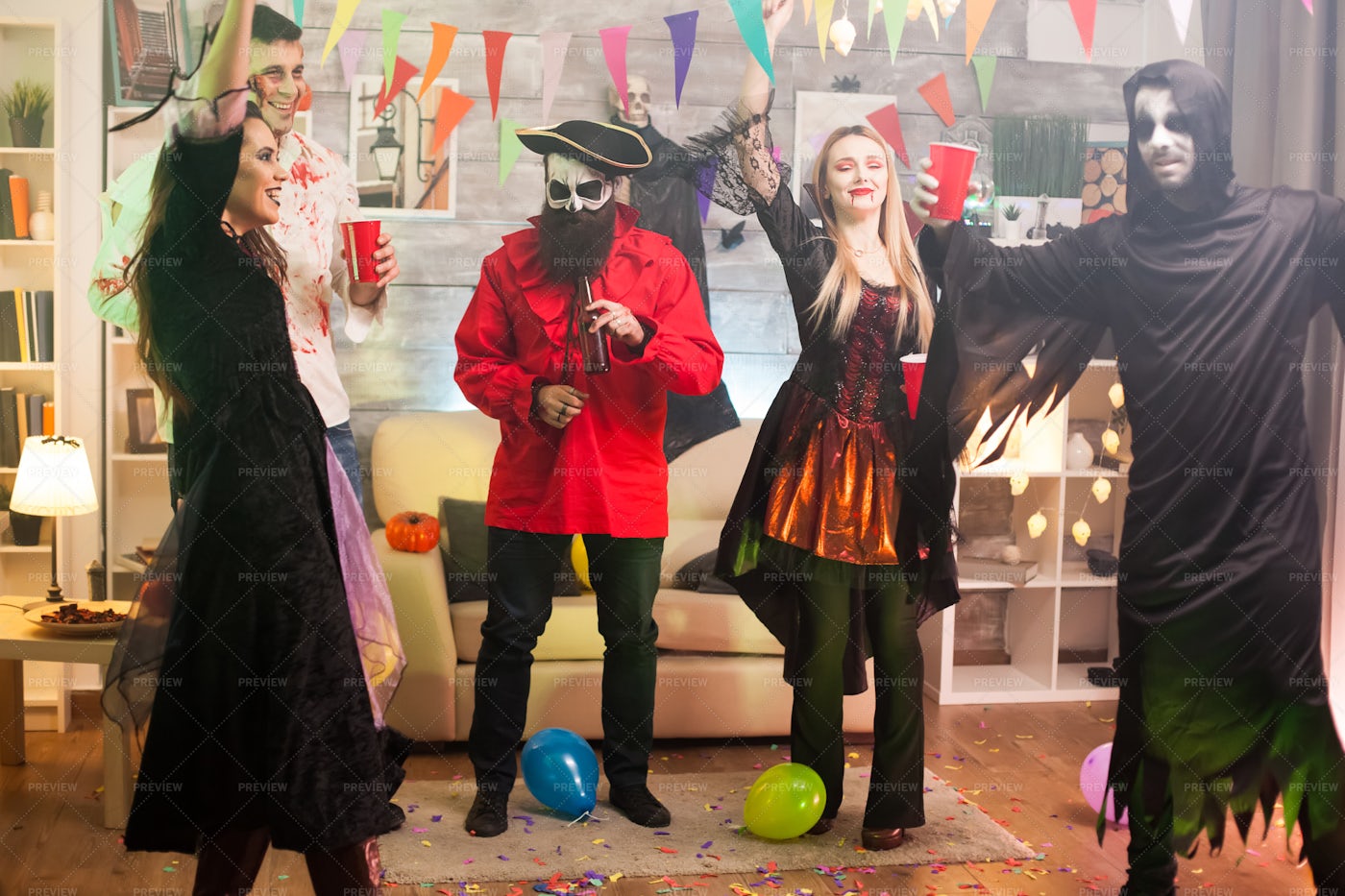 Costumed Party Goers: Stock Photos