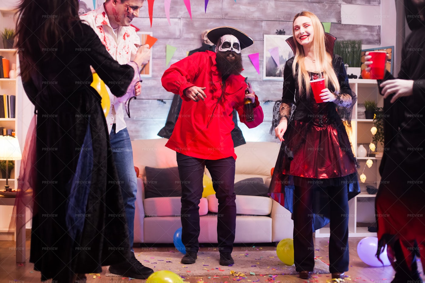 Pirate And Vampire Smiling: Stock Photos