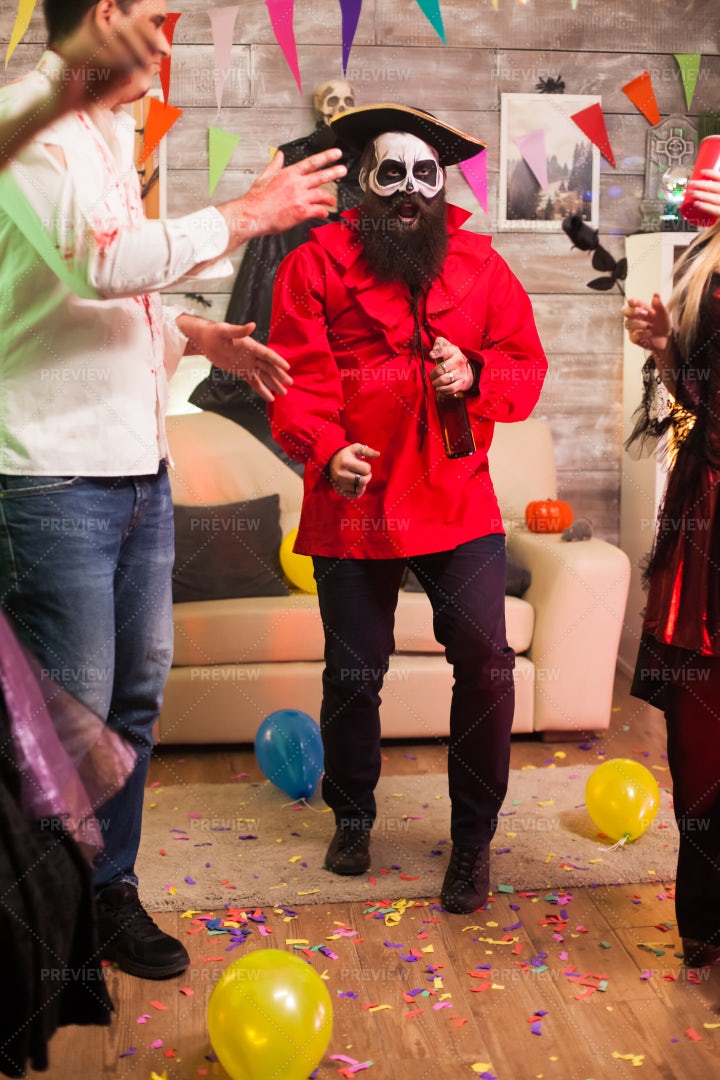Halloween Pirate Shows Dance Moves: Stock Photos