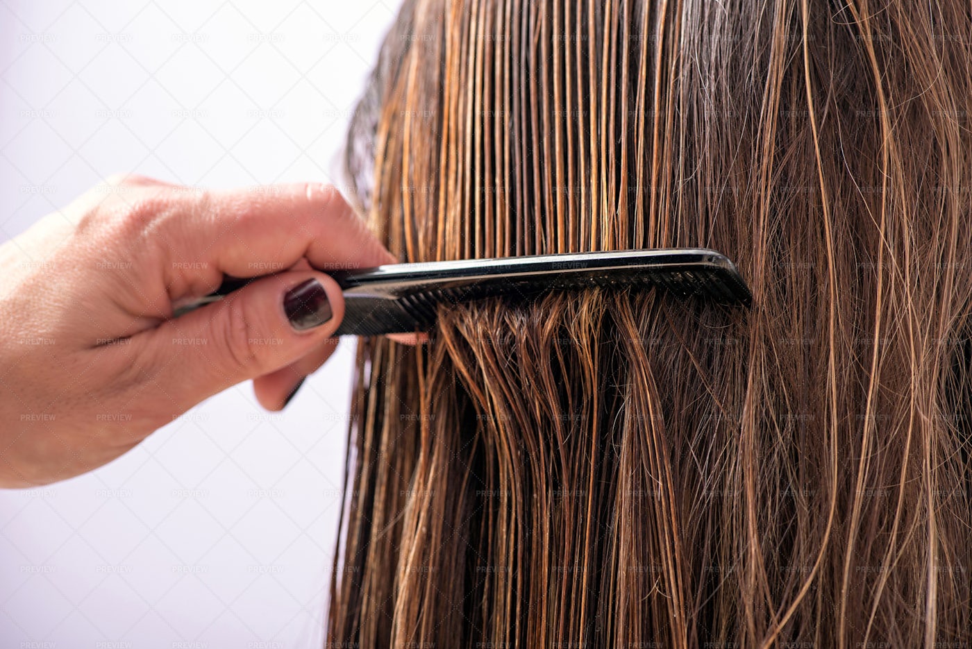 Combing A Wet Hair: Stock Photos