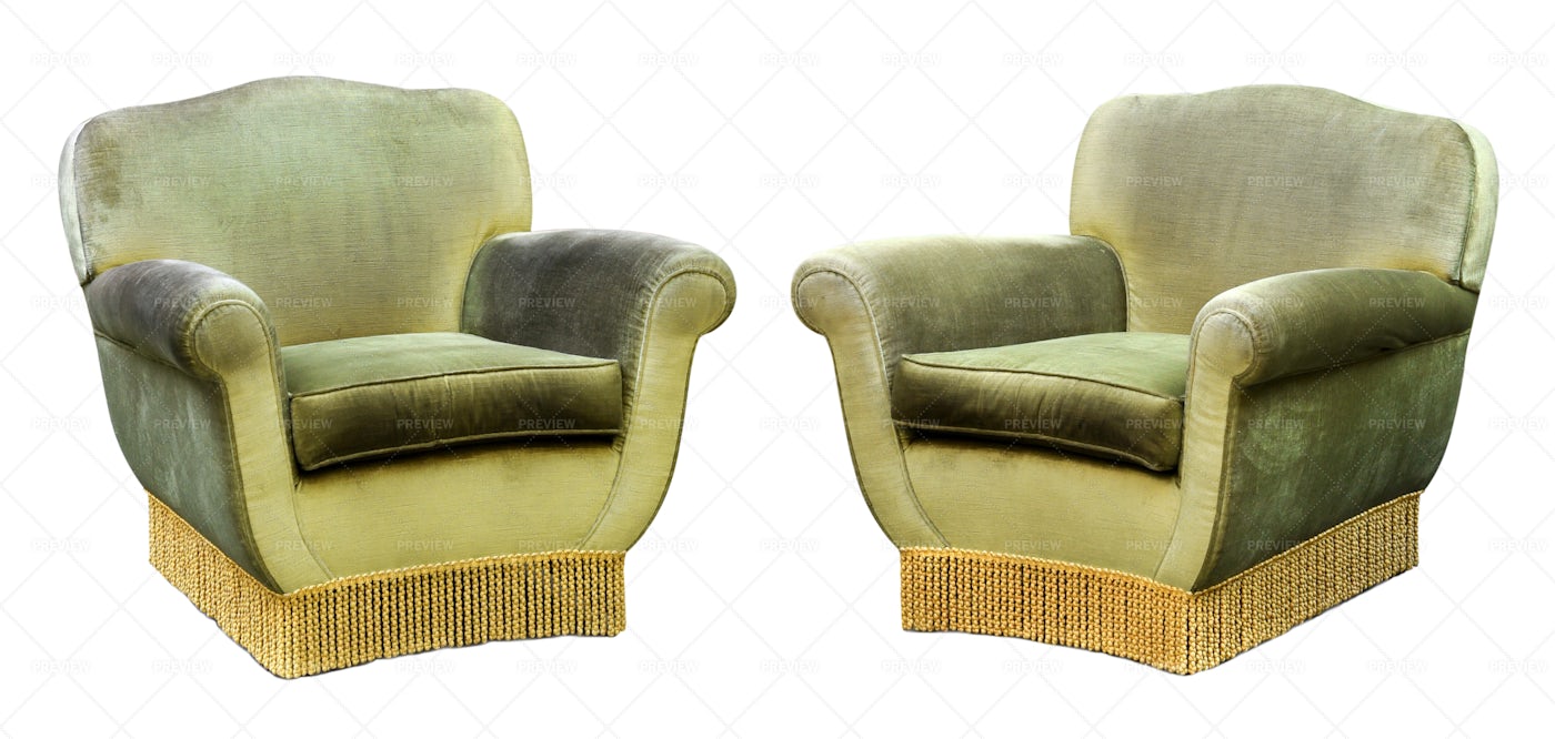 Green Velvet Armchairs: Stock Photos
