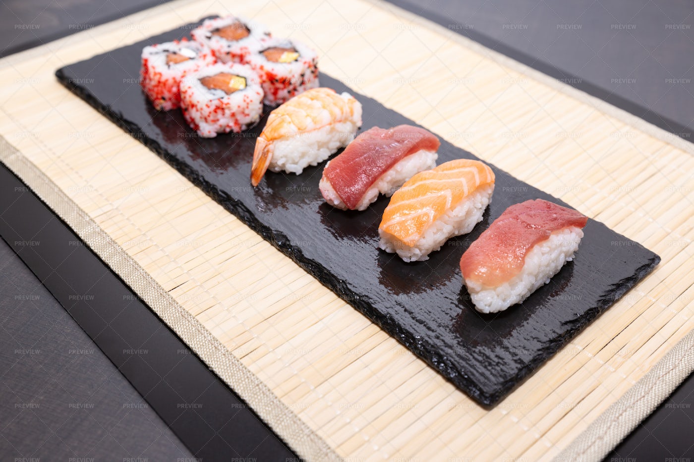 Sushi On A Slate: Stock Photos