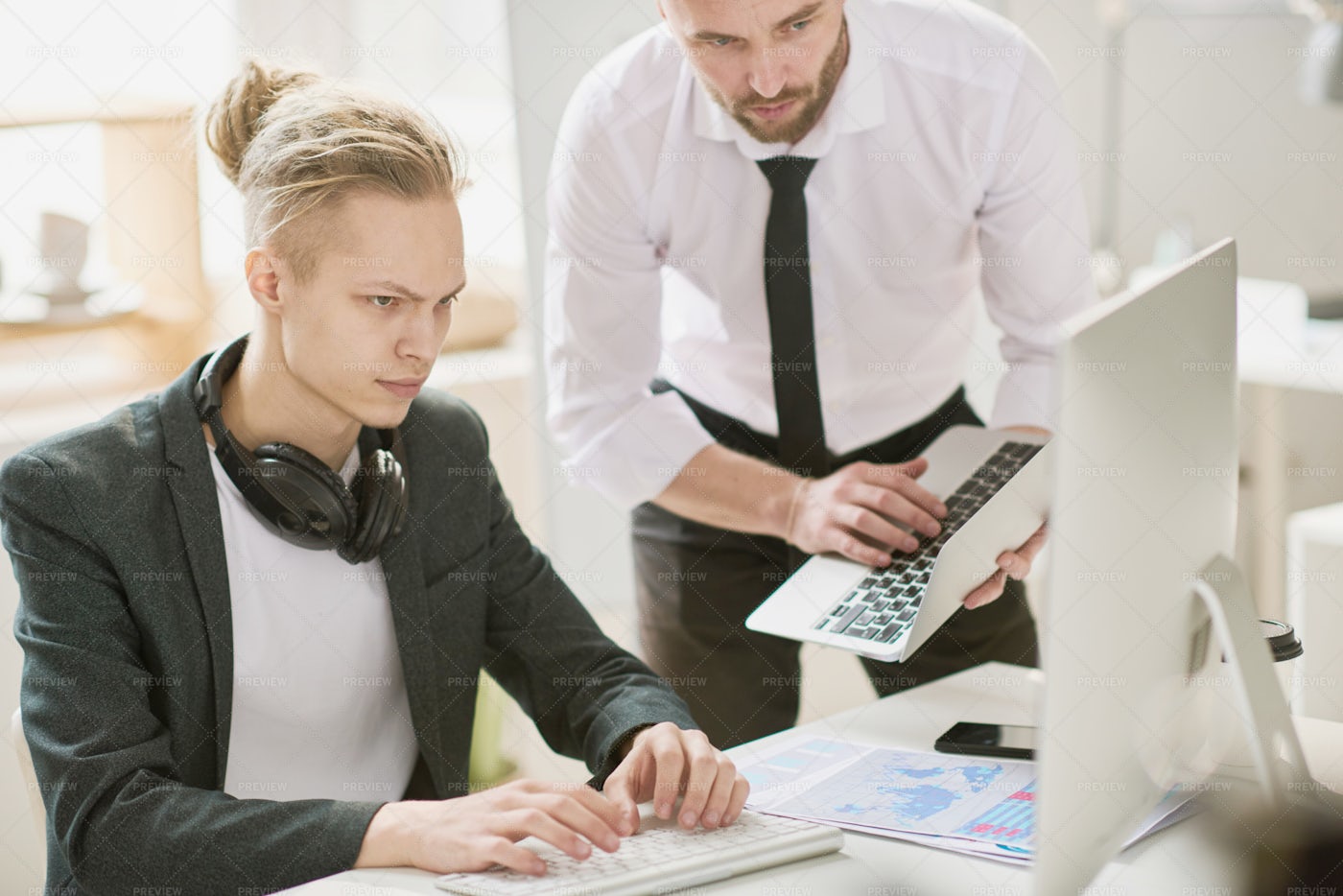 Modern Financial Analysts Using...: Stock Photos