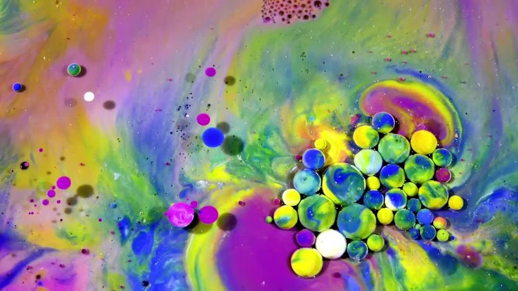 Colorful Ink Spheres On Oil 44: Stock Video