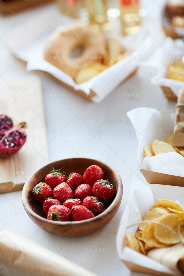 Delicious Strawberries On Table: Stock Photos