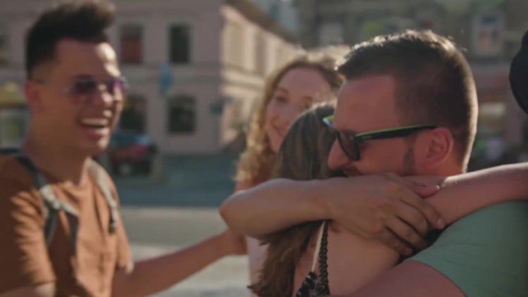 People Meeting In The Street: Stock Video