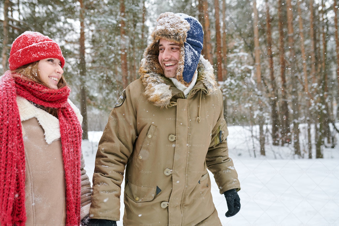 Couple Exploring Forest: Stock Photos