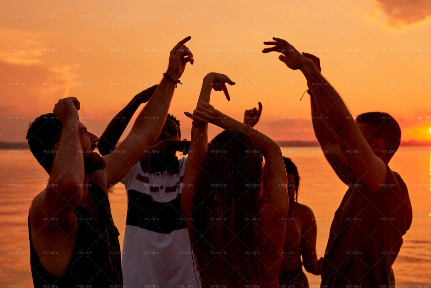 Carefree Energetic Friends Dancing...: Stock Photos