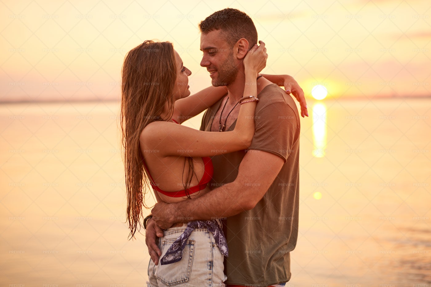 Smiling Beautiful Couple Falling In...: Stock Photos