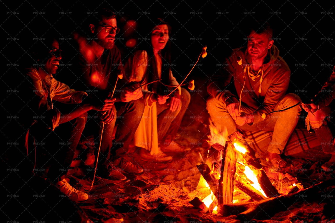 Positive Friends Roasting...: Stock Photos