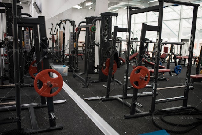 Sunshine, fitness and empty gym for exercise, workout and training.  Sunlight, room and a club for sports, health or cardio and exercising  routine in Stock Photo - Alamy