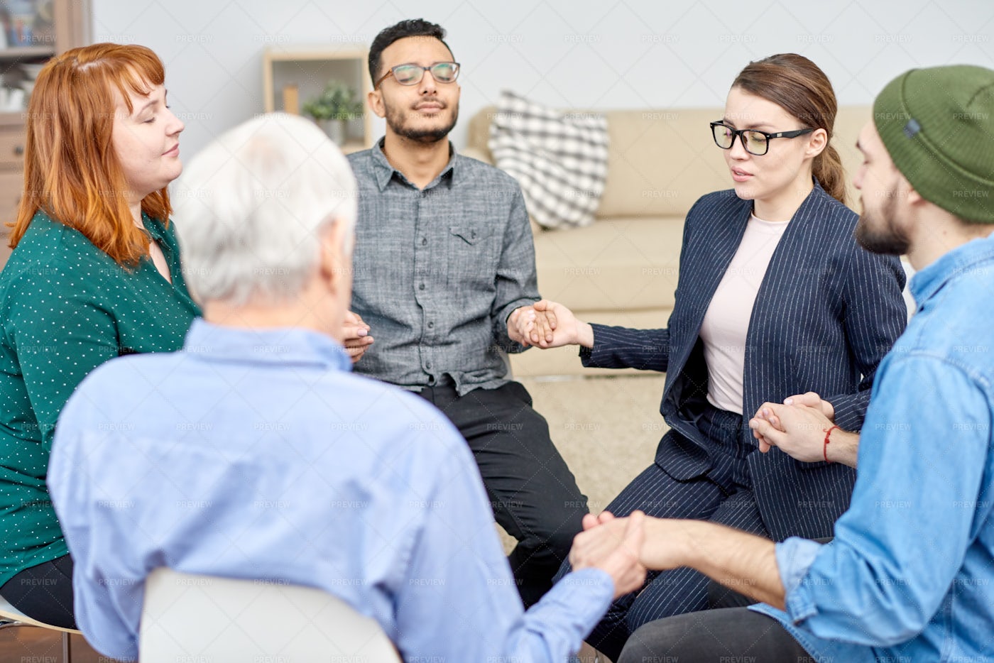 Encouraging Members Of Support...: Stock Photos