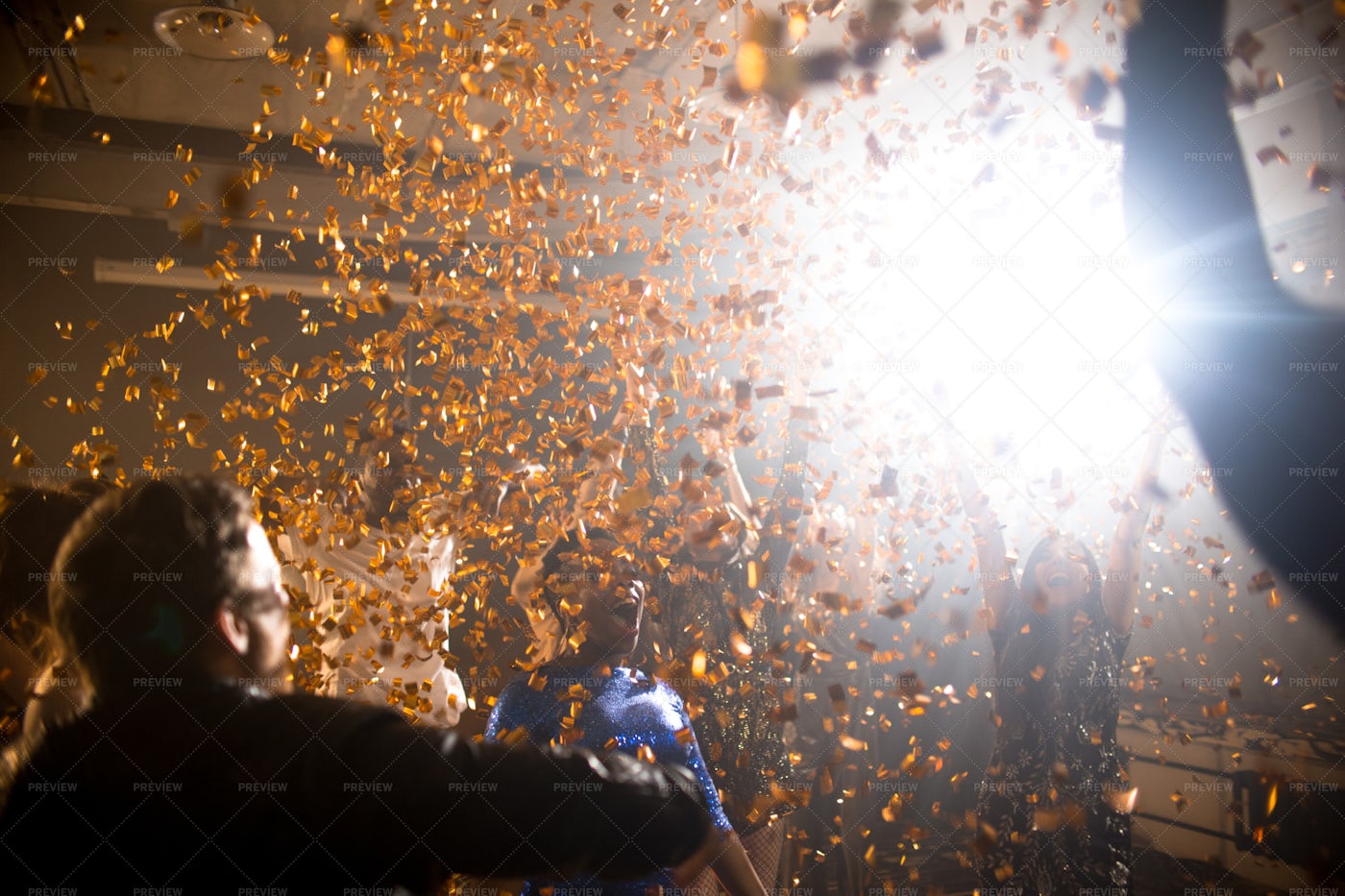 Confetti Burst At Nightclub Party: Stock Photos