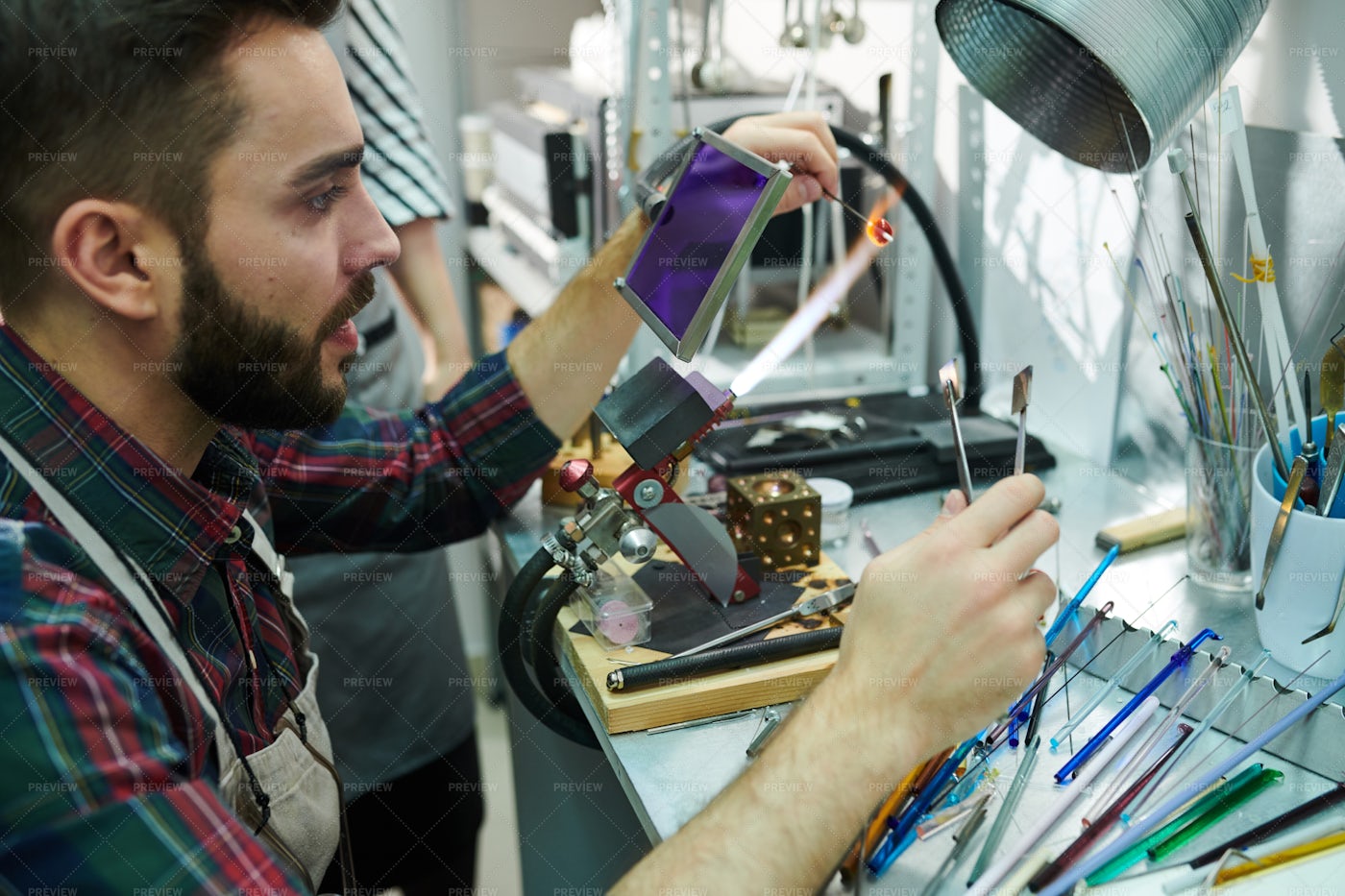 Man Doing Glasswork: Stock Photos