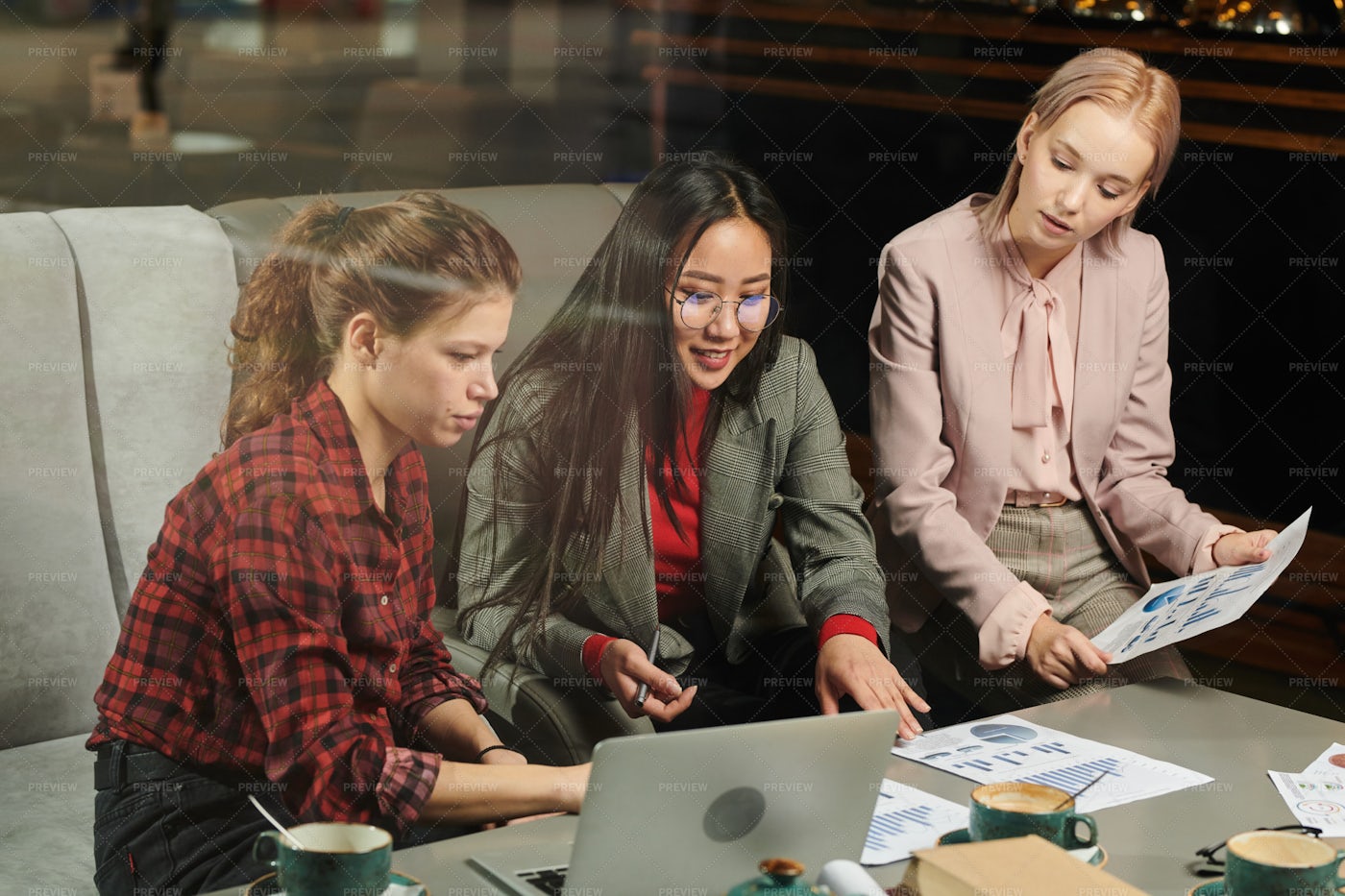 Students Working With Financial...: Stock Photos